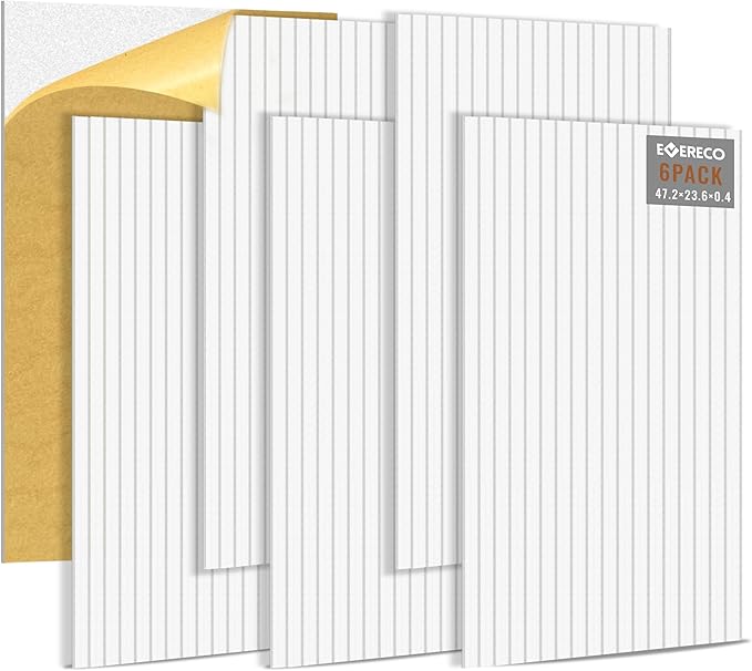 EVERECO 6 Pack Large Acoustic Panels, 47.2×23.6×0.4 inches, Soundproof Panels by Unknown