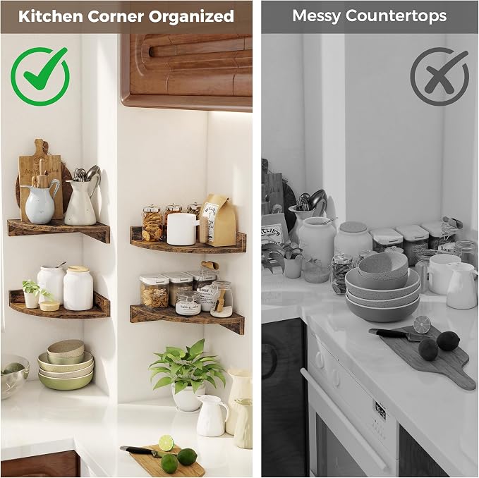 Corner Shelves 3-Pack for Bathroom & Kitchen, Space-Saving Floating Corner Wall - Image 7