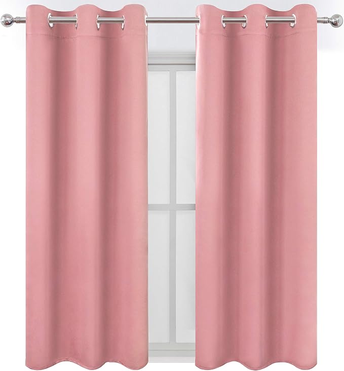 LEMOMO Pink Blackout Curtains 40 x 63 Inch Length/Set of 2 Curtain - Image 3