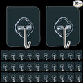 Adhesive Hooks, 32 Pack 33lb Sticky Hooks, Transparent Reusable Removable by DKHDBD
