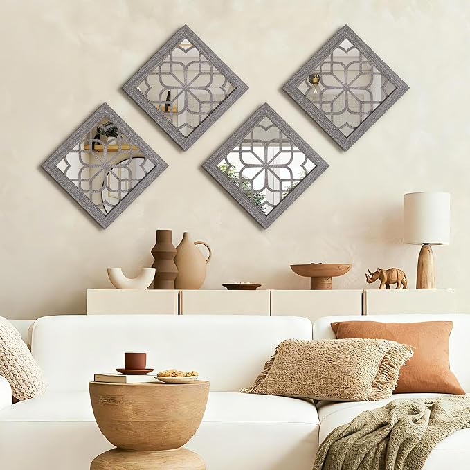 Set of 4 Boho Wall Mirrors - Image 6