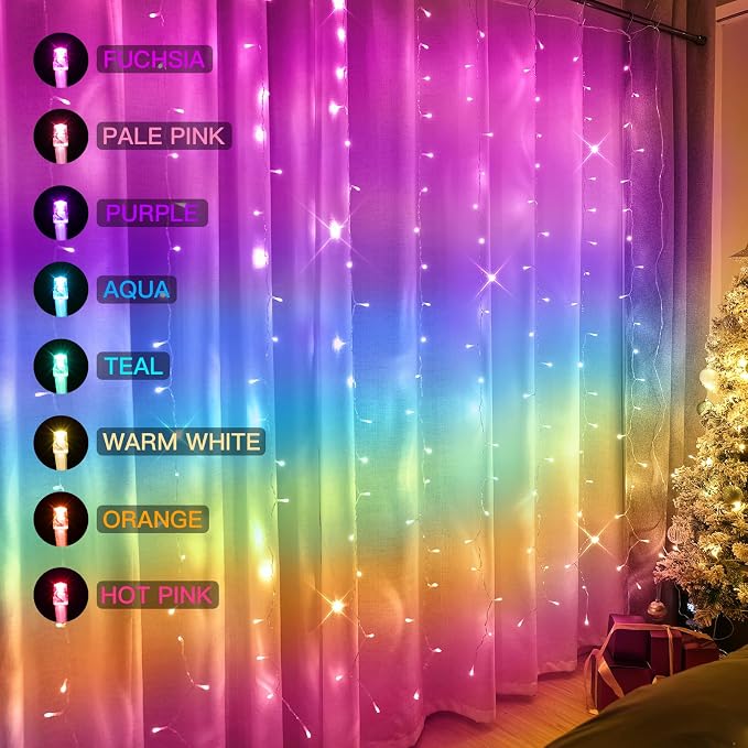 suddus Curtain Lights for Bedroom, 192 Led 8.3ft x 5.25ft Hanging String Lights - Image 2