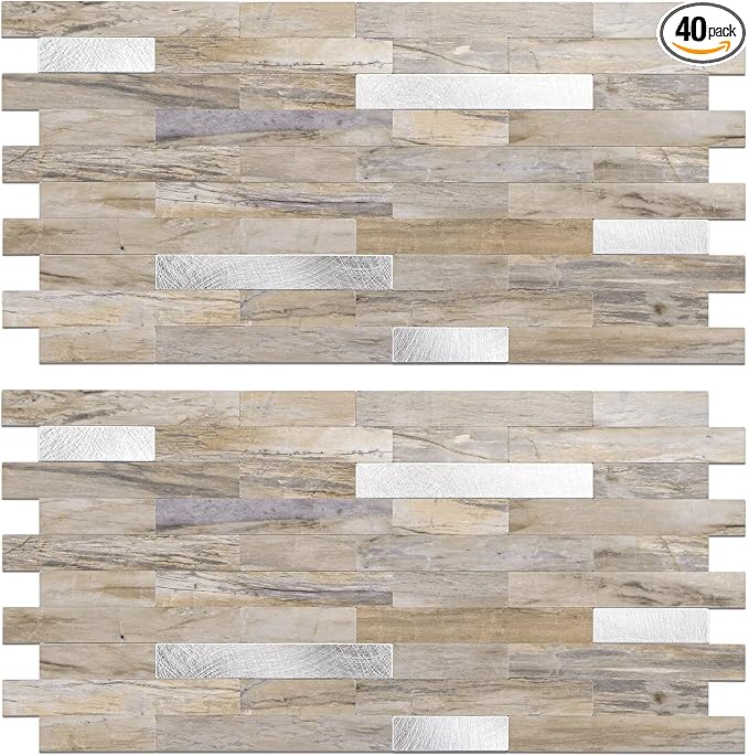 Peel and Stick Backsplash Tile Waterproof Removable PVC Wall Sticker 3D Faux by KOYNSLE