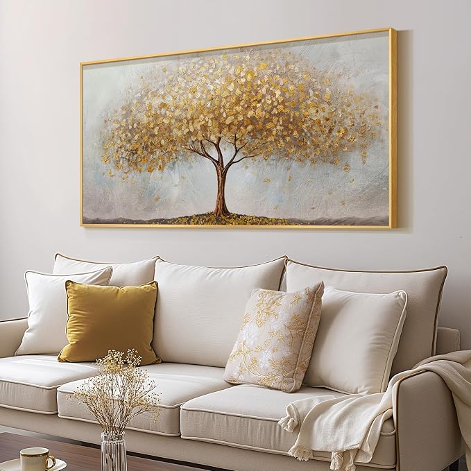 Large Framed Tree of Life Gold Wall Art - Image 2