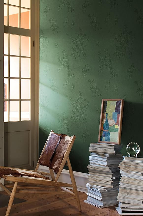 Erfoni 118"x17.7" Peel and Stick Wallpaper Green Thicken Floral Embossed Stick - Image 5