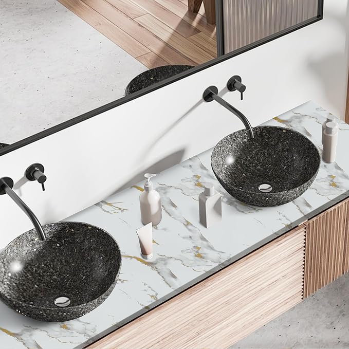 Abyssaly Marble Contact Paper for Countertops Gold Grey White Marble Peel and - Image 8