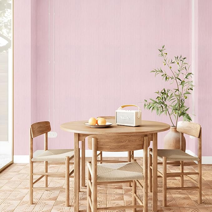 Pink Grasscloth Peel and Stick Wallpaper Texture Contact Paper A Set of 15.7" X - Image 3