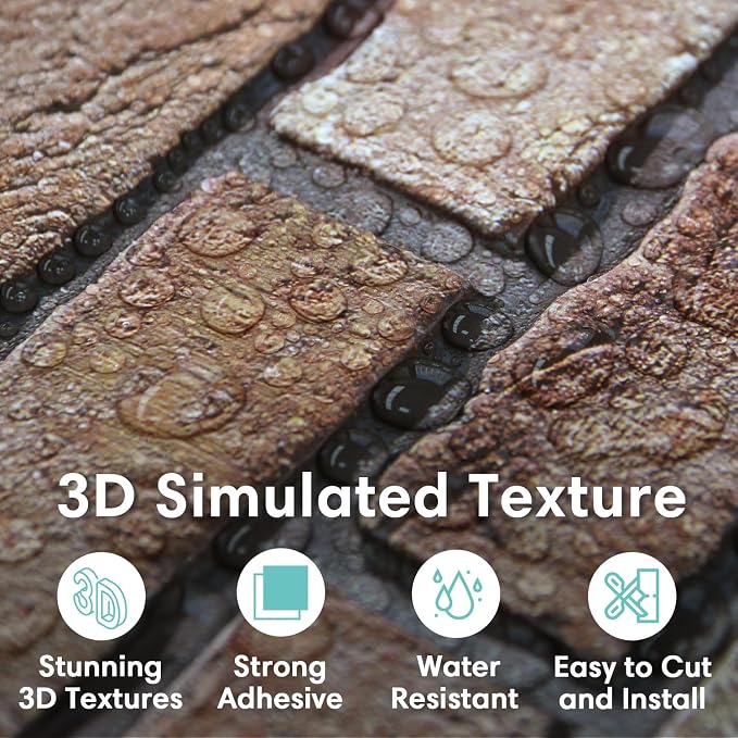 Commomy 3D Peel and Stick Brick, Ultralight Thin PVC Faux Brick Wall Panels - Image 2