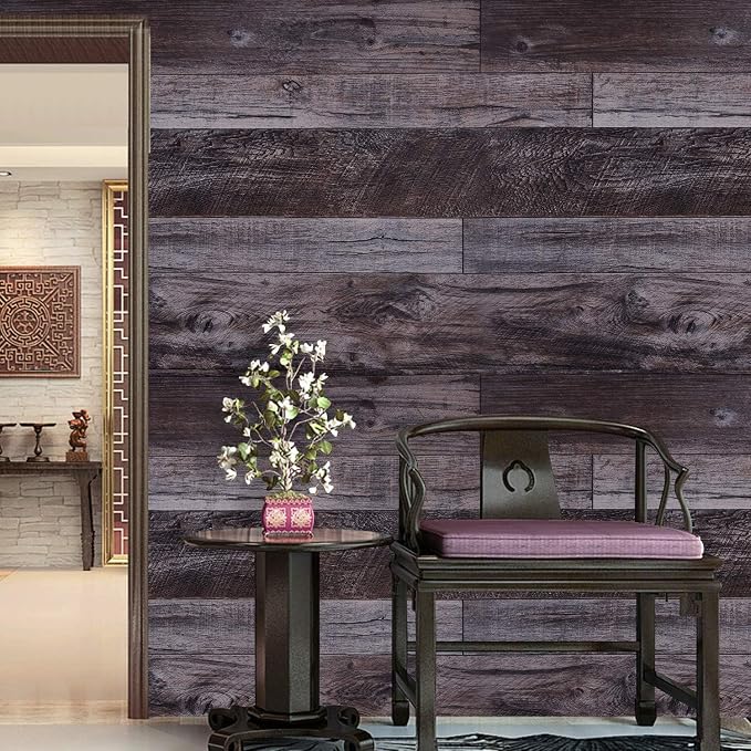 WENMER Grey Wood Peel and Stick Shiplap Self Adhesive Wallpaper - Image 4