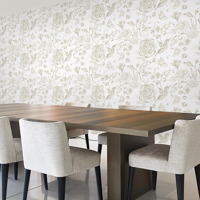 Yasinet Peel and Stick Wallpaper Boho Floral Wallpaper Vintage Floral Contact - Image 7