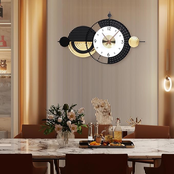 Large Modern Wall Clocks Big Wall Clock Nordic Style Metal Dial Battery - Image 6