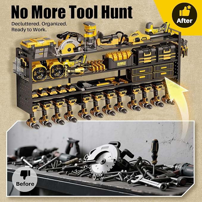 Large 49''W Power Tool Organizer Wall Mount | 620lbs Garage Storage Rack - Image 8
