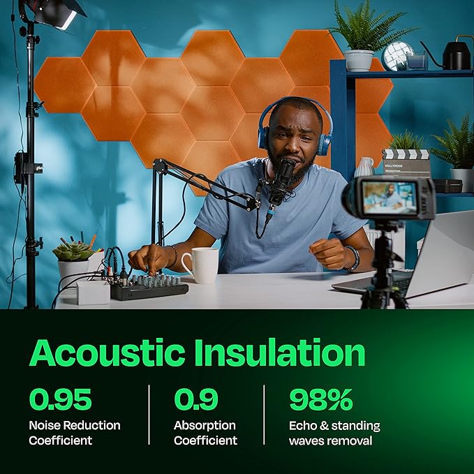 Acoustic Panels 12-Pack Soundproof Wall Panels 12"X10.4"X0.4" Sound Panels High - Image 3