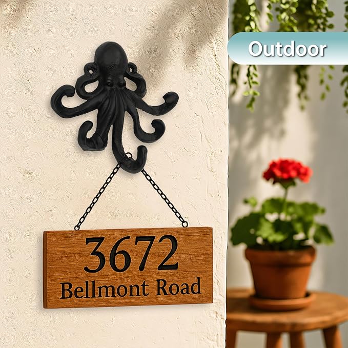 Octopus Cast Iron Wall Hook – Nautical Decorative Key Holder, Coastal Ocean - Image 7