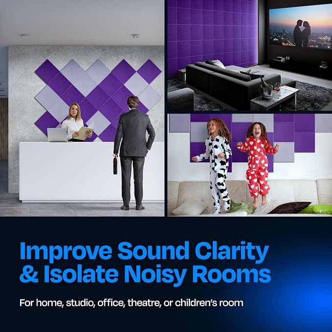 Acoustic Panels 12-Pack Soundproof Wall Panels 12"X12"X0.4" Sound Panels High - Image 4