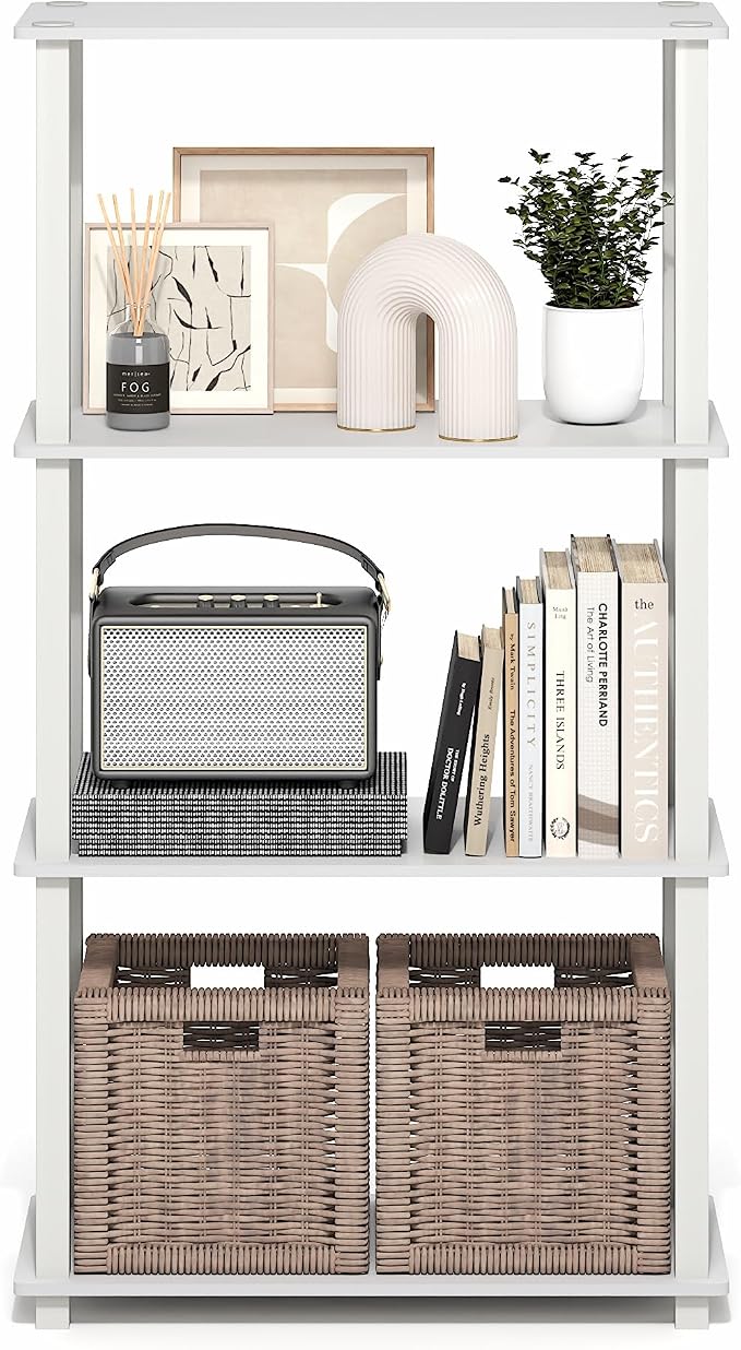 Furinno Turn-S-Tube Storage Shelves, 4-Tier Book Shelf, Corner Shelf, Toolless - Image 5