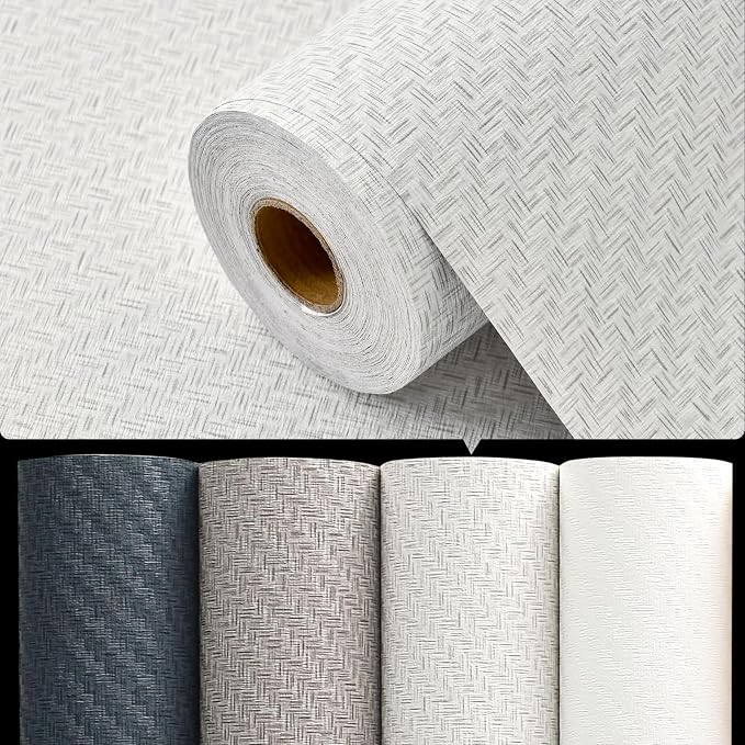 Haimin Fabric Wallpaper Textured Contact Paper Grasscloth Wallpaper Peel and - Image 5