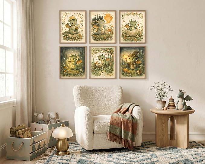 tgguytiy Vintage Nursery Dragon Wall Art - Image 2