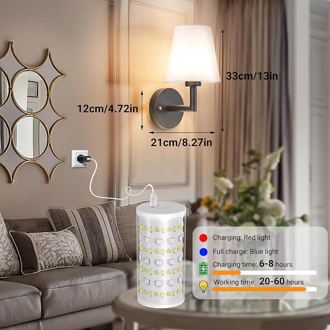 Nekhung Battery Operated Wall Sconces Set of 2, Wireless Wall Light - Image 7