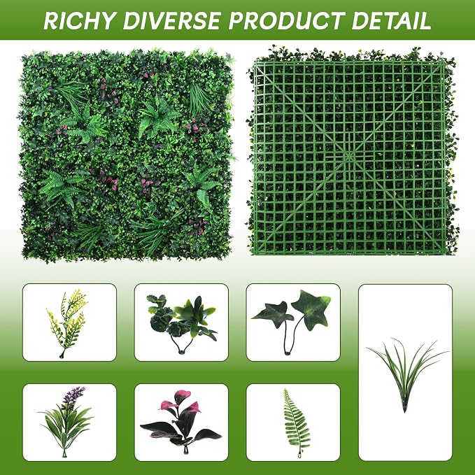 fanado Grass Wall Panels 20"x20", Artificial Hedge Greenery Wall Backdrop - Image 2