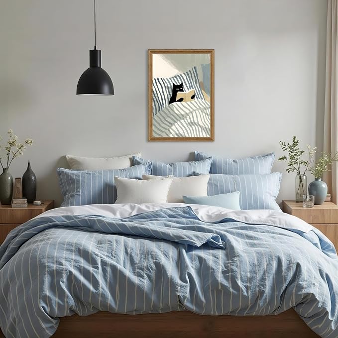 Fantasy Artists Reading Black Cat on Bed Wood Framed Wall Art, 16x24 Inches - Image 3