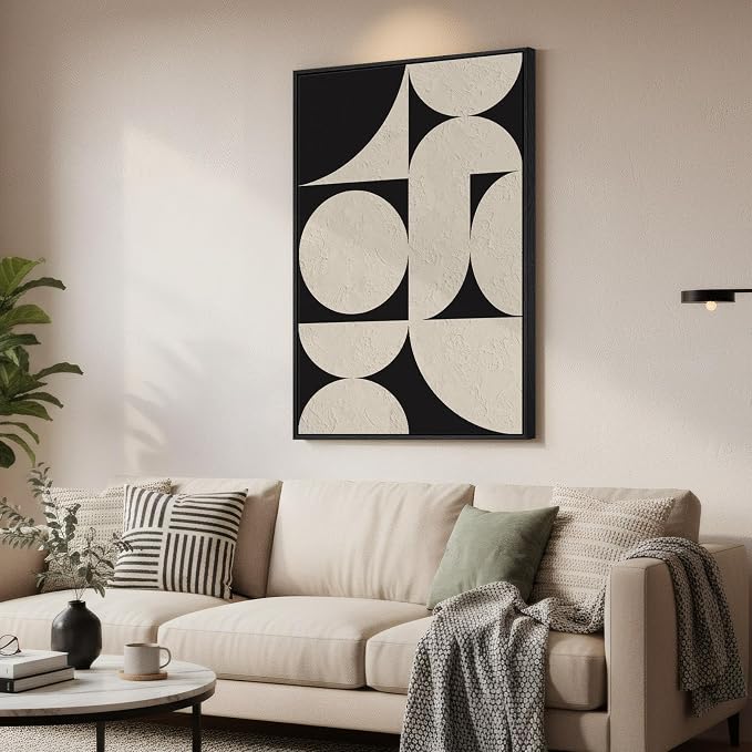 Framed Black and White Abstract Wall Art, Large Modern Canvas Prints Paintings - Image 3