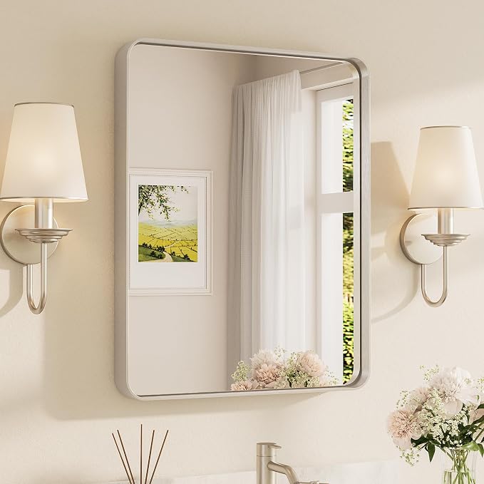 TETOTE Brushed Nickel Bathroom Mirror 24 x 30 Inch by TETOTE