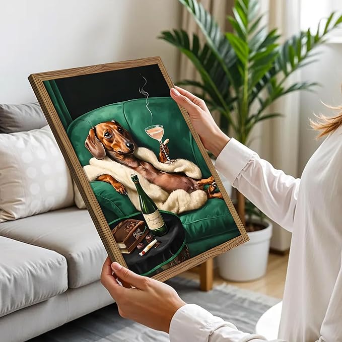 Framed Funny Dachshund Wall Art, Playful Dog Canvas Print - Image 2