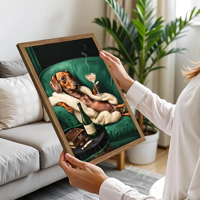 Framed Funny Dachshund Wall Art, Playful Dog Canvas Print - Image 2
