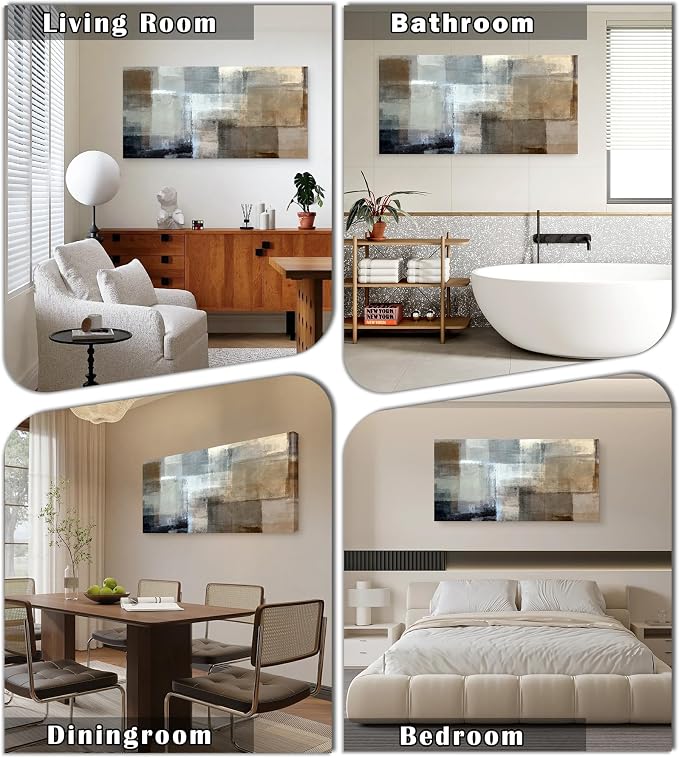 Baisuart A61298 Canvas Prints Abstract Wall Art Print Paintings Grey and Brown - Image 2