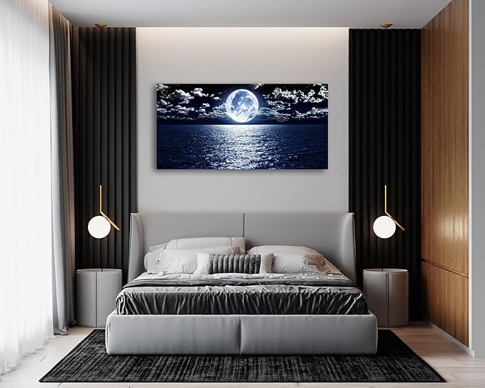 Cao Gen Decor Art S06975 Wall Art Canvas Prints Moon Sea Ocean Landscape 1 - Image 4
