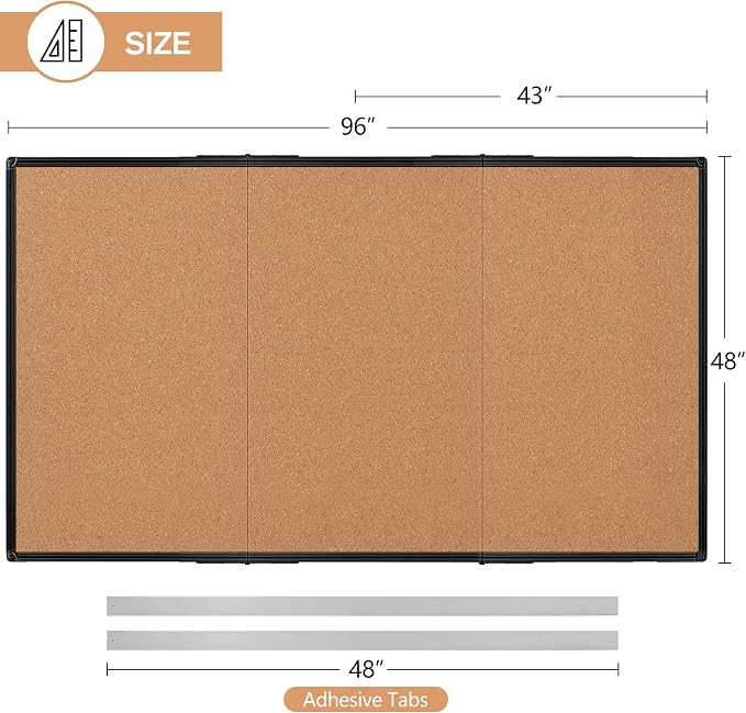 Extra Large Cork Bulletin Board 96" X 48", Foldable Notice Pin Board - Image 3