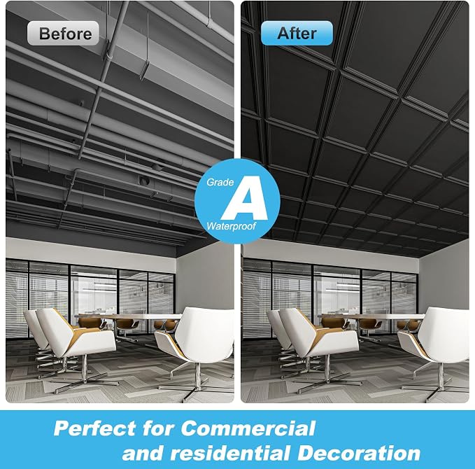 Art3d Drop Ceiling Tiles 48x24, Decorative PVC Ceiling Panels, Waterproof - Image 3