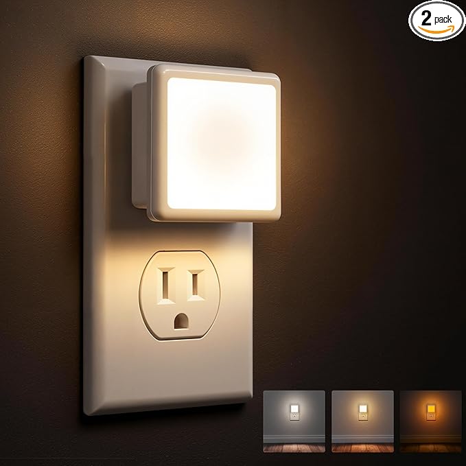 L LOHAS LED 3CCT Night Lights Plug into Wall 2-Pack, 0.3W Plug in Night Light by LLOHASLED