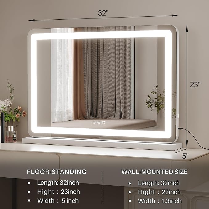 ZL ZELing Vanity Mirror with Lights, LED Makeup Mirror, Dimmable 3-Color - Image 3