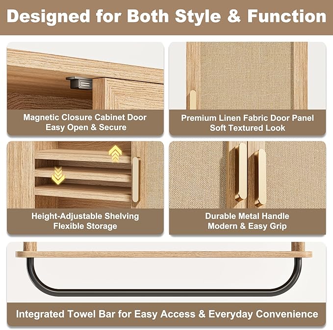 INNOD Rattan Bathroom Wall Cabinet - Image 3