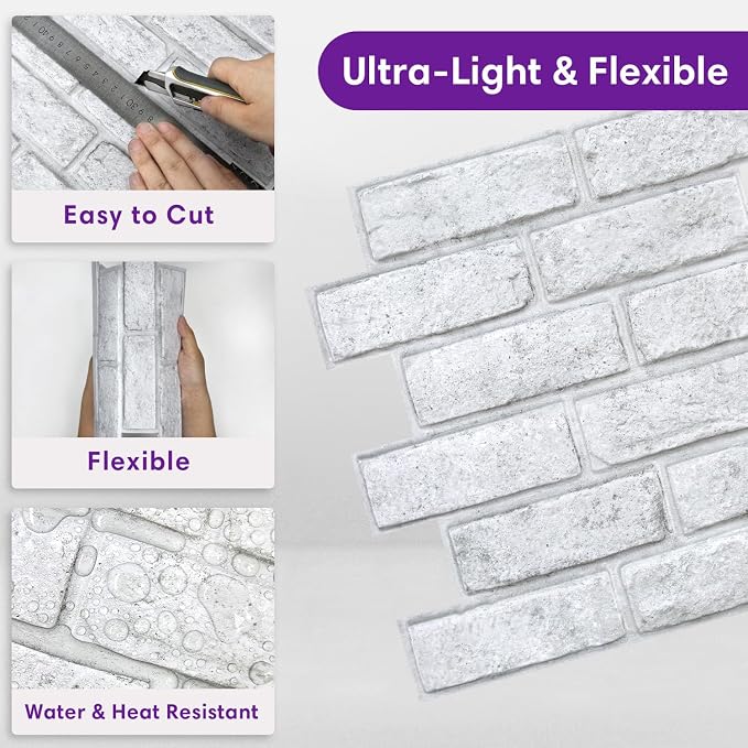 3D Faux Brick Wall Panels Peel and Stick, Small Brick-Look Textured Wall Sticker - Image 8