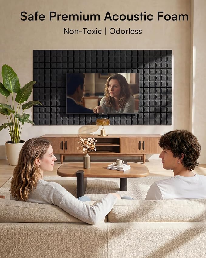 SODOCT 24 Pack Self-Adhesive Acoustic Foam Panels, Sound Proofing Wall Panels - Image 3