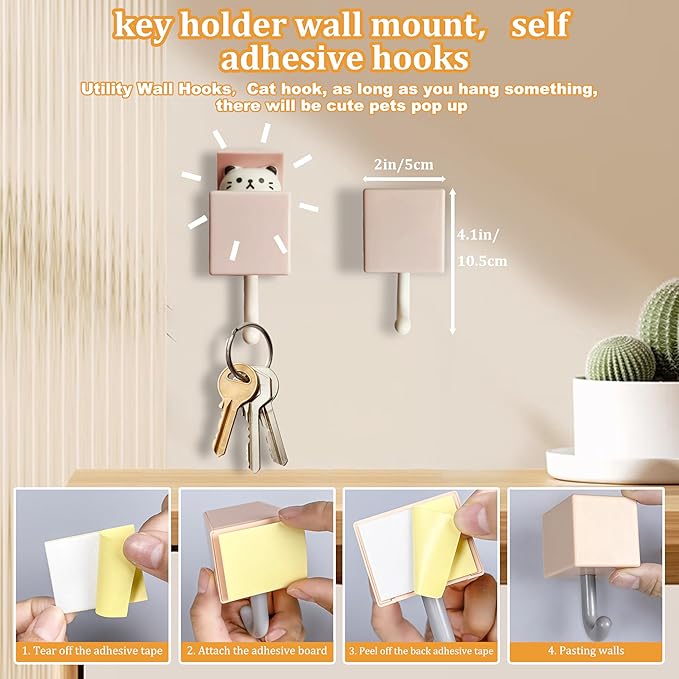 4pcs Cute Self Adhesive Towel Hooks - Image 4