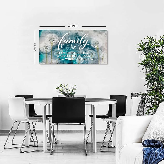 Family Wall Decor Teal Kitchen Wall Art Farmhouse Inspirational Quotes Canvas - Image 2