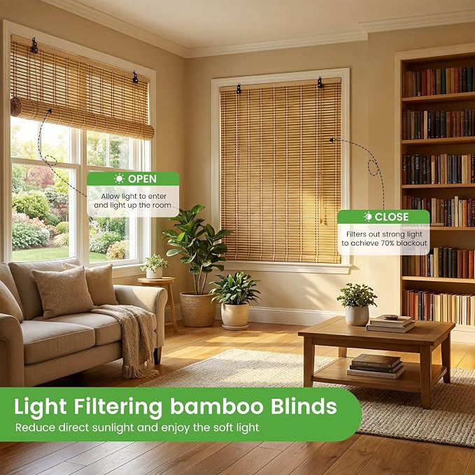 Bamboo Blinds, Custom Sizes Roller Shades - Image 3