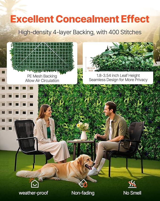 VEVOR Artificial Grass Wall Panels, 3D Combination Greenery Boxwood Panel - Image 3