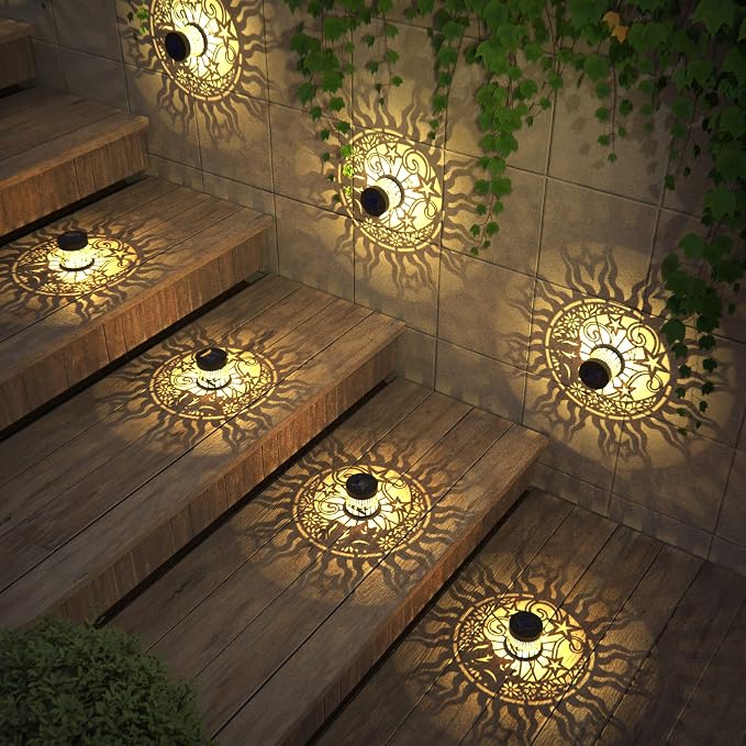 gardencave 2 Pack Solar Fence Lights Metal Solar Powered Outdoor Wall Deck - Image 4