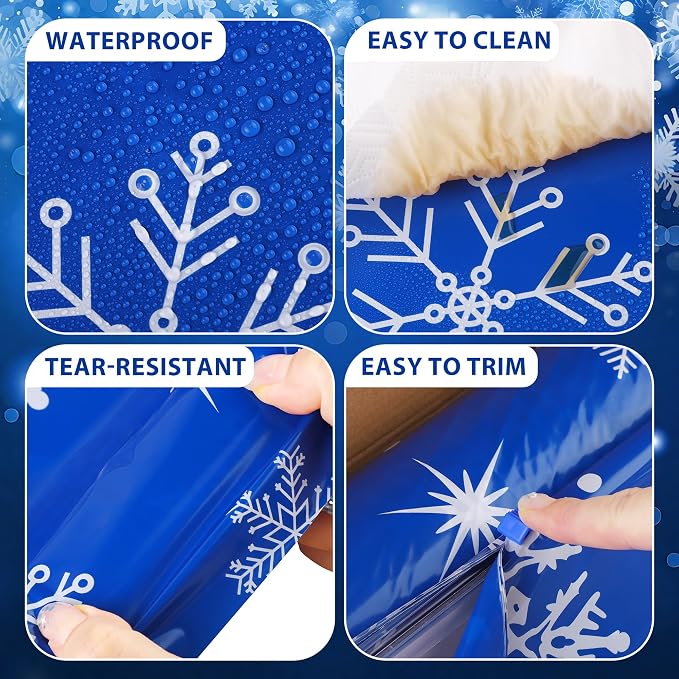 Kochorie 100 Ft x 54 Inch Blue Snowflake Tablecloth Roll - Image 3
