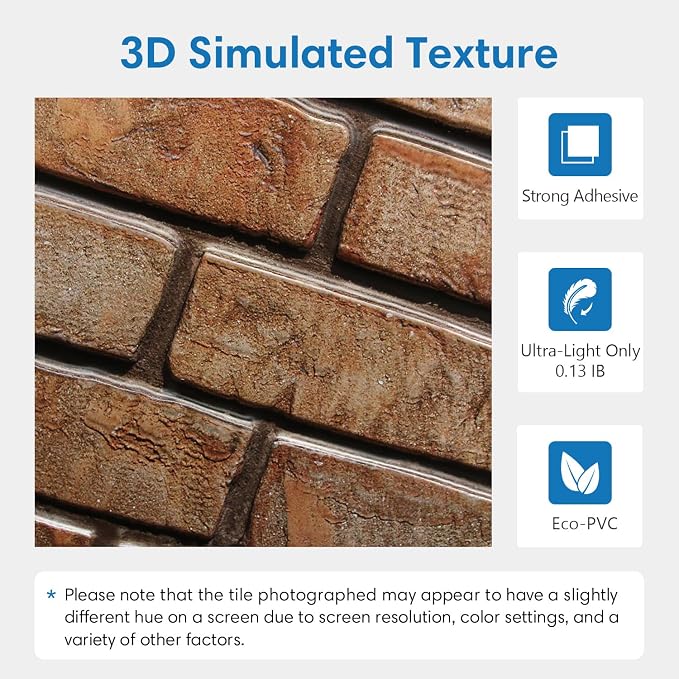 COMSTICKC 3D Brown Faux Brick Wall Panels Peel and Stick Wall Stickers - Image 4
