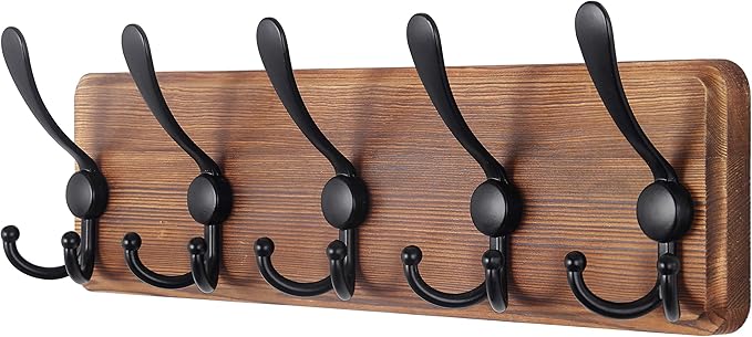 SKOLOO Rustic Wall Mounted Coat Rack: 16" Stud Spacing, Pine Real Wood Plank by SKOLOO