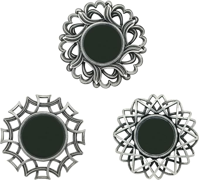 Retro Silver Mirrors for Wall Pack of 3. Round Mirrors. Decorative by MCCxxii