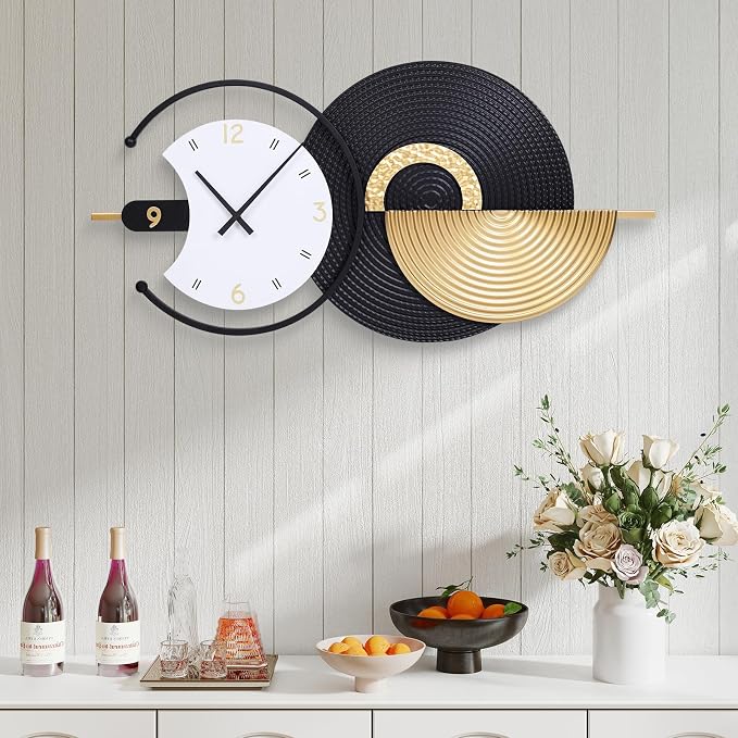 Large Wall Clock Geometric Oversize Modern Clocks Battery Operated Gold Iron by Wecreatemoderndesign