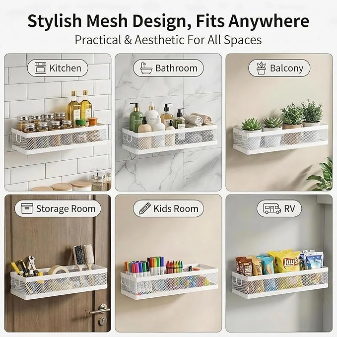 PUSDON 16.5-Inch Extra Long Slim Mesh Shower Caddy, Wall Mounted Bathroom - Image 4