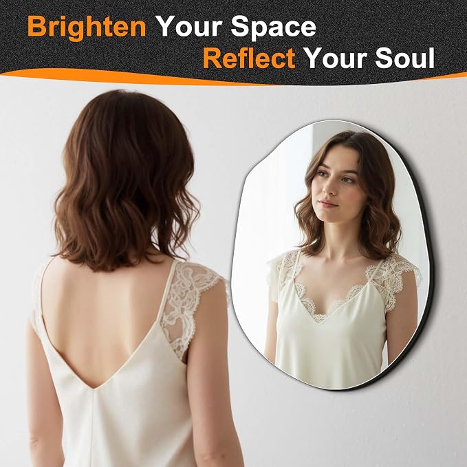 Delma Irregular Wall Mirror, Frameless Decorative Mirror - Image 2